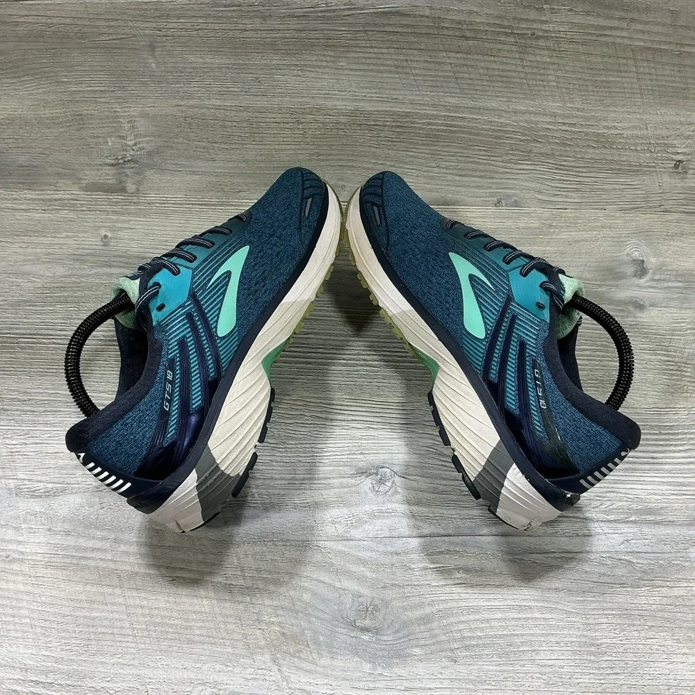 Brooks Adrenaline GTS 18 Womens Size 9.5B Teal Blue Lace-Up Sneakers 1202681B495